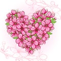 Peach blossom in the shape of heart