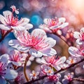 The peach blossom is a symbol of good luck and fortune, and is often seen in Chinese paintings and artwork. Royalty Free Stock Photo