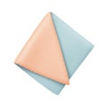 Peach and Blue Folded Fabric on White Background Royalty Free Stock Photo