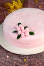 Peach cake with marshmallow fondant