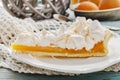 Peach cake with meringue topping