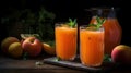 Peach Carrot Lemonade is the perfect end of summer drink. Carrots give it a vibrant orange color and fresh peach puree gives it a