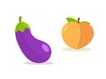 Peach cartoon emoji icon. Eggplant vector emoticon fruit Royalty Free Stock Photo