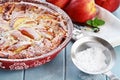 Peach Clafouti with Powered Sugar Royalty Free Stock Photo