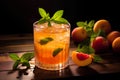 Peach Cocktail Garnished with Fresh Mint Royalty Free Stock Photo