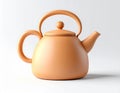 Peach Colored Ceramic Teapot on a White Background with Soft Shadow Royalty Free Stock Photo