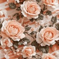 Peach Colored Wedding Roses Seamless Pattern Colorful Digital Background Floral Design - ai generated