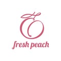 Peach continuous line drawing, minimalistic linear illustration. Vector made of a line