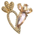 Peach Crystal Rhinestones Gold Carrot Charm