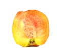 Peach cut half on white background. Royalty Free Stock Photo
