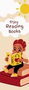Peach Cute Boy Reading Kids Bookmark