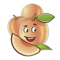 Peach. Cute characters. Vector set in cartoon style. Isolated fr