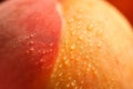 Peach with droplets closeup view. Generative AI