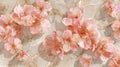 Peach floral design blended with marble and cracked texture elements on a seamless surface background Royalty Free Stock Photo