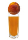 Peach fruit juice in glass isolated