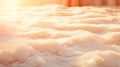 Peach fuzz area rug in sunlit living room space, close up Royalty Free Stock Photo