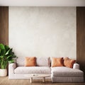 Peach fuzz trend color year 2024 in the premium livingroom. Microcement mockup Royalty Free Stock Photo