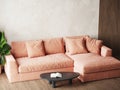 Peach fuzz 2024 trend color year in the premium livingroom. Royalty Free Stock Photo