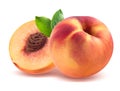 Peach and half isolated on white background Royalty Free Stock Photo