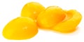 Peach halves on white Royalty Free Stock Photo