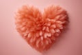 Peach heart made of fuzz and feathers. Generative AI