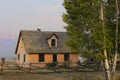 A view of the peach house built by John Moulton on Mormon Row in Grand Teton National Park, in Wyoming. Royalty Free Stock Photo