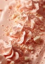 Peach-hued dessert swirls, crumbled toppings, evoke indulgence. Shades like 13-1023 Peach Fuzz add warmth. Tempting treat captured