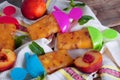 Peach ice lollies on a kitchen napkin Royalty Free Stock Photo