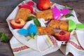Peach ice lollies on a kitchen napkin Royalty Free Stock Photo