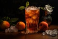 Peach iced tea glass. Generate Ai Royalty Free Stock Photo