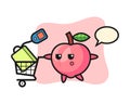Peach Illustration Cartoon With A Shopping Cart