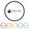 Peach juice Logo template. Set icons in color circle buttons Royalty Free Stock Photo