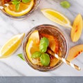 Peach and lemon ice tea Royalty Free Stock Photo