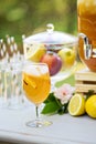 Peach lemonade on the drink station Royalty Free Stock Photo