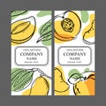 PEACH MANGO LABELS Vertical Sketch Vector Illustration Set