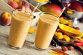 Peach Mango Smoothies or Milkshakes Royalty Free Stock Photo