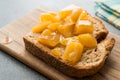 Peach Marmalade Jam with Bread with Fruit Pieces