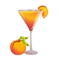 Peach martini.Alcoholic cocktail with peach. Royalty Free Stock Photo