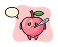 Peach mascot character with fever condition