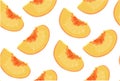 Peach nectarine ripe fresh sliced fruit citrus seamless pattern. Royalty Free Stock Photo