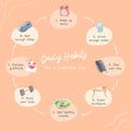 Peach Pastel Daily Habits Routine Chart Instagram Post