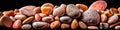 Peach Pebbles Stone Background Panoramic Banner. Generative AI