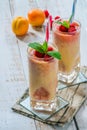 Peach and raspberry melba smoothie