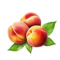Peach. Realistic close-up illustration of fresh fruit, isolated on white background. Generative AI
