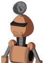 Peach Robot With Rounded Head And Toothy Mouth And Black Visor Cyclops And Radar Dish Hat