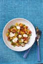 Peach salad with feta & tomato