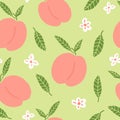 peach seamless pattern hand drawn doodle. vector, minimalism. food, fruit, print, wallpaper, textiles, wrapping paper