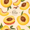 Peach seamless pattern.