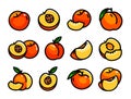 Peach simple color icons set