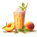 Peach Smoothie Isolated on White Background. Generative ai Royalty Free Stock Photo